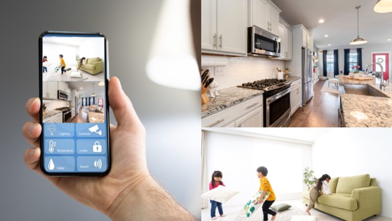 Mobile showing two home camera footages.